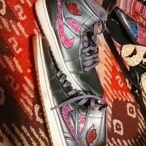 Dark gray size 10.5  Nike air jordan I decorated for a backstreetboys concert